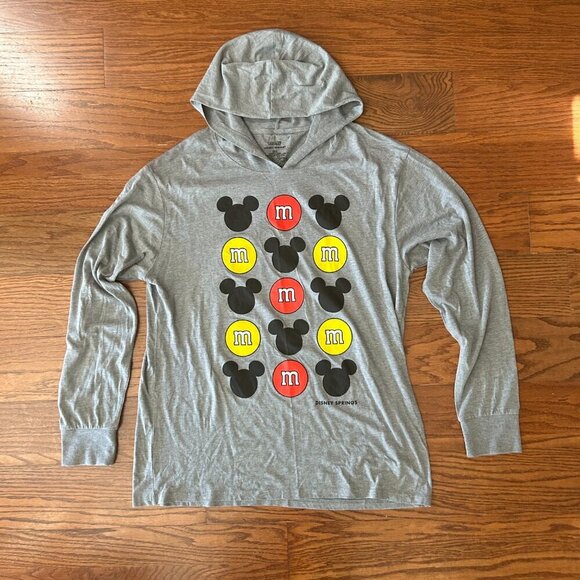 Disney Springs M&M Mickey Long Sleeve Hoodie Tee Size XXL 2XL Men's Unisex Shirt - Picture 10 of 10